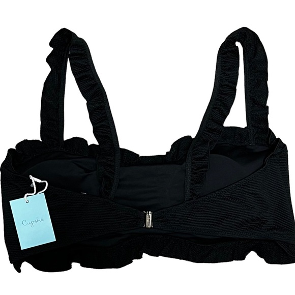 NWT CUPSHE Women's Bikini Top Size XXL Black Ruffle Swimsuit Top - Picture 11 of 13